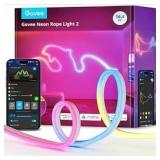 Govee RGBIC Neon Lights, LED Smart Neon Rope Light 2 Works with Matter, Alexa, Google Assistant, Custom DIY Neon Strip Lights for Bedroom and Wall Decor, Softer Material, 16.4ft, White