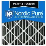 Nordic Pure 20x20x4 (3 5/8) Pleated Air Filter MERV 12 Plus Carbon 2 Pack