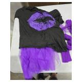 Blulu 80s Outfit Costume Accessories for Women Neon T Shirt Tutu Skirt for Party XXL