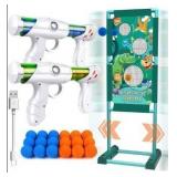 Gun Toy Gift for Boys Age of 4 5 6 7 8 9 10 10+ Years Old Kids Girls for Birthday with Moving Shooting Target 2 Blaster Gun and 18 Foam Balls Compatible with Nerf Gun