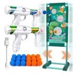 Gun Toy Gift for Boys Age of 4 5 6 7 8 9 10 10+ Years Old Kids Girls for Birthday with Moving Shooting Target 2 Blaster Gun and 18 Foam Balls Compatible with Nerf Gun