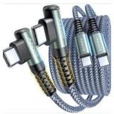 AINOPE USB C to USB C Cable 60W 2Pack 6.6ft Nylon for iPhone 17 Pro Max Charging Cable Type C Charger Fast Charging Cord Right Angle USBC to USBC for iPhone 17 16 Pro Max Accessories Samsung S25 iPad