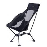iClimb Ultralight Compact Camping Folding Beach Chair with Anti-Sinking Large Feet (Black - Triangular Frame High Back)