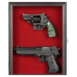 2 Pistol Handgun Revolver Display Case Cabinet Shadow Box