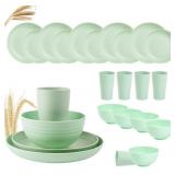 $50 23pcs Wheat Straw Unbreakable Dinnerware Set, Service for 4
