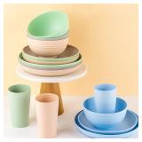 $50 23pcs Wheat Straw Unbreakable Dinnerware Set, Service for 4