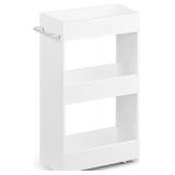 $60 Rolling Storage Cart 7.9" W, 3 Tier White Slim Utility Cart