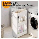 $60 Rolling Storage Cart 7.9" W, 3 Tier White Slim Utility Cart