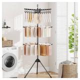 Tangkula 3-Tier 70"H Portable Drying Rack, 32 Rods, 24 Clips