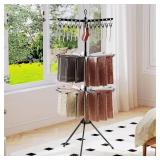 Tangkula 3-Tier 70"H Portable Drying Rack, 32 Rods, 24 Clips