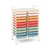 $85 Costway 20 Drawers Rolling Storage Cart, Macaron, on Wheels