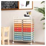$85 Costway 20 Drawers Rolling Storage Cart, Macaron, on Wheels