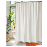 Mainstays Stripe Fabric Shower Curtain Set, 13-Piece, White