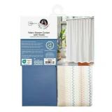 Mainstays Stripe Fabric Shower Curtain Set, 13-Piece, White
