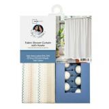 Mainstays Stripe Fabric Shower Curtain Set, 13-Piece, White
