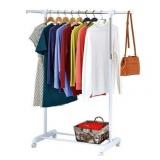 Mainstays Adjustable Rolling Garment Rack Metal Chrome, White