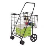 $80 Costway Folding Shopping Cart Jumbo Basket with Swivel Wheels
