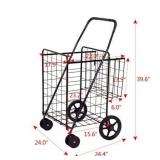 $80 Costway Folding Shopping Cart Jumbo Basket with Swivel Wheels