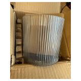 Better Homes & Gardens Blue Glass Ribbed Candle Holder, 5"