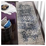 $49 Madison Cream/Navy 2 ft. X 12 ft. Geometric Runner Rug