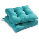 $69 South Pine Porch 20-inch Square Tufted Seat Cushion, 2 Pack, Teal