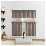 Mainstays Solid Semi-Sheer Curtain Set, Beige, 54" W x 36" L
