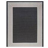 Eco Striped Border Black & Cream 4 ft. X 5ft. Indoor/Outdoor Area Rug
