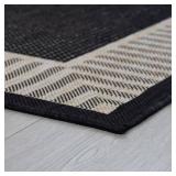 Eco Striped Border Black & Cream 4 ft. X 5ft. Indoor/Outdoor Area Rug