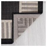 Eco Striped Border Black & Cream 4 ft. X 5ft. Indoor/Outdoor Area Rug