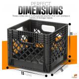 Juggernaut Storage 2-Pack Stackable Heavy Duty Milk Crates 16 Qt