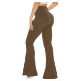 TNNZEET Black Flare Leggings for Women, Crossover Yoga Pants Size Large