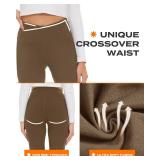 TNNZEET Black Flare Leggings for Women, Crossover Yoga Pants Size Large