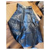 $81 Women Solid Color High-Waisted Vintage A-Line Leather Flared Skirt