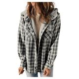 $47 Dokotoo Plaid Shacket Jacket Long Sleeve Button-Down Fleece Coat Size 4XL