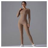 2pc Women s Set: Slim Top + High-Waist Butt-Lift Leggings Cocoa Size Small