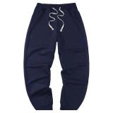 $79 3pcs Set Men Drawstring Waist Sweatpants with Pockets brown green blue Size  Medium