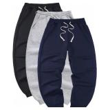 $79 3pcs Set Men Drawstring Waist Sweatpants with Pockets brown green blue Size  Medium