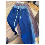 $79 3pcs Set Men Drawstring Waist Sweatpants with Pockets brown green blue Size  Medium