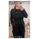 LARGE Women s solid Brown 2 piece sweatpant and body suit Size L