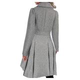 LARGE Trench Coat Waterproof Double Breasted Notch Lapel A-Line Jacket