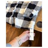 Womens Fleece Jacket Winter Sherpa Coat Plush Fuzzy Plaid Warm Size 4XL