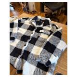 Womens Fleece Jacket Winter Sherpa Coat Plush Fuzzy Plaid Warm Size 4XL