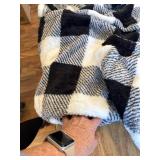 Womens Fleece Jacket Winter Sherpa Coat Plush Fuzzy Plaid Warm Size 4XL