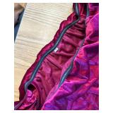 Off-Shoulder Velvet Bodycon Midi Dress with Draped Sleeve & Zipper Size L