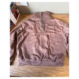 LARGE- Womens Fleece-Lined Sweat Suit 2-Piece Joggers & Half-Zip Brown