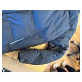 Mens black puffer jacket with fleece lining and hood Size L