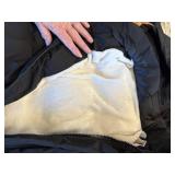 Mens black puffer jacket with fleece lining and hood Size L