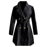 Large Womens Wool Coat Slim Fit Overcoat Double Breasted Peacoat Belt