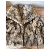 $186 XSMALL- Womens Warm Faux Fur Coat Plush Outfits Jacket Long Sleeve