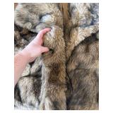 $186 XSMALL- Womens Warm Faux Fur Coat Plush Outfits Jacket Long Sleeve